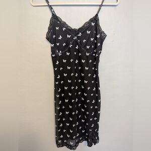Black and White Butterfly Slip Dress